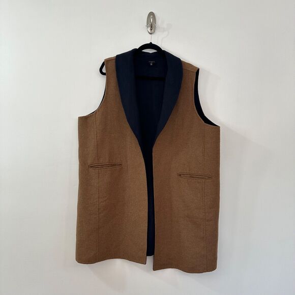 Talbots Womens Shawl Collar Vest Sleeveless Size 2X Wool Blend Academia Preppy - Picture 1 of 11